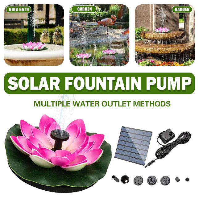 Water Fountain with Lotus Leaf Solar Bird Bath Fountain Pump Lotus Shaped Solar