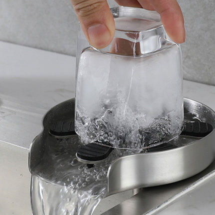 Stainless Steel Auto Glass Rinser Bottle Washer Coffee Cup Kitchen Sink Bar Tool