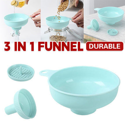 3 in 1 Multi Function Plastic Funnel Set Food Grade for Cooking Baking Liquid