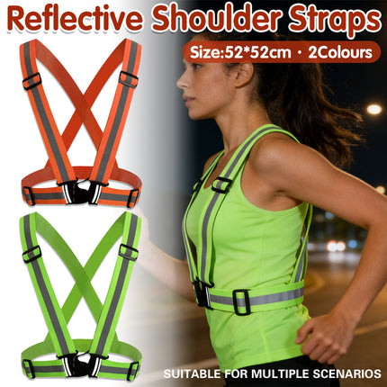 Reflective Shoulder Straps Safety High Visibility Vest for Night Running Cycling