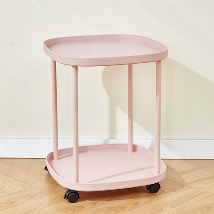 2 Tier Mobile Side Table Coffee Table with Storage Shelf Living Room Furniture