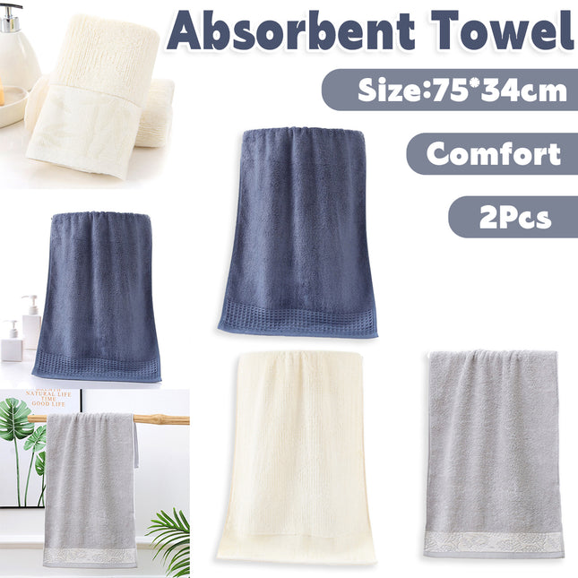 2PCS Face Towels Soft Absorbent Washcloths Bathroom Cleaning Cloth Towels