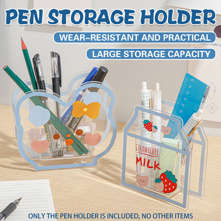 Acrylic Cartoon Pen Holder Cute Desk Organizer for Pens Pencils Stationery