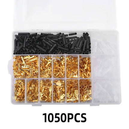 1050PCS Heat Shrink Butt Connectors Wire Terminals Insulated Crimp Ring Fork Set