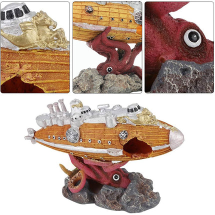 Octopus Submarine Fish Tank Decoration Landscape Aquarium Ornament Home Décor