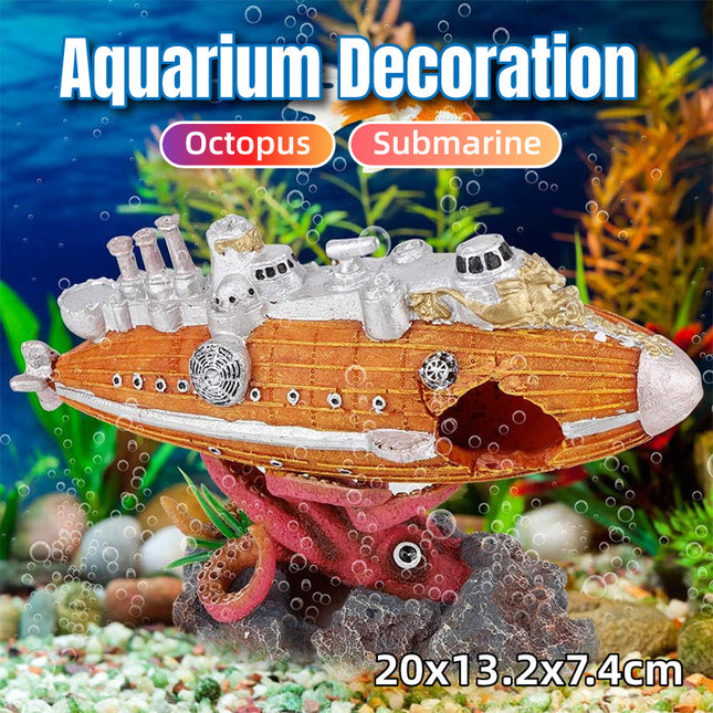 Octopus Submarine Fish Tank Decoration Landscape Aquarium Ornament Home Décor