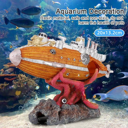 Octopus Submarine Fish Tank Decoration Landscape Aquarium Ornament Home Décor