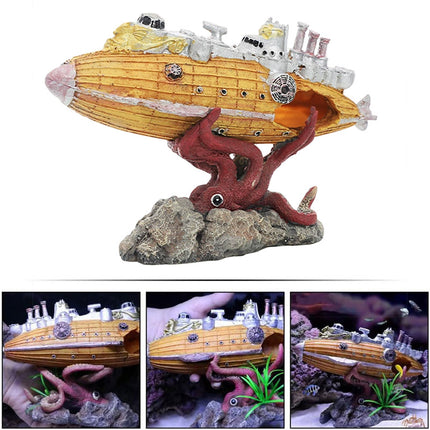 Octopus Submarine Fish Tank Decoration Landscape Aquarium Ornament Home Décor