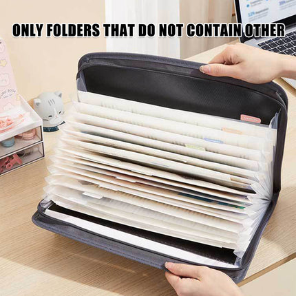 Double Zipper 13 Pocket Accordion File Folder Waterproof Durable for Documents