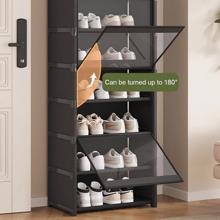 Simple Shoe Cabinet with Transparent Door 8 Tier for Entryway Hallway Durable