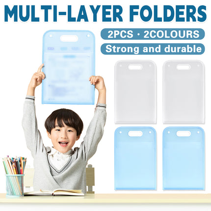 2PCS 13 Pocket A4 File Storage Bag Large Capacity Organizer Durable Documents