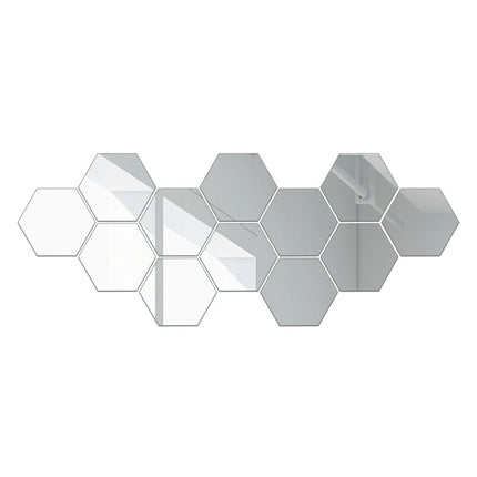 12 Pcs Acrylic Mirror Wall Stickers Hexagonal Self Adhesive Home Decor