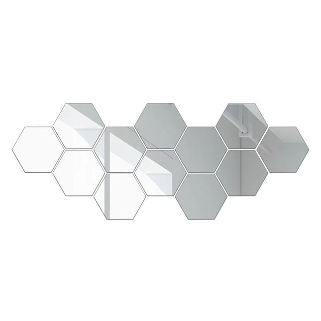 12 Pcs Acrylic Mirror Wall Stickers Hexagonal Self Adhesive Home Decor