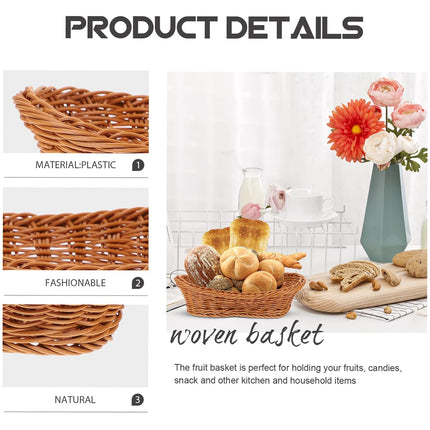 Imitation Rattan Plastic Basket Bread Fruit Vegetable Snack Storage Display Bin