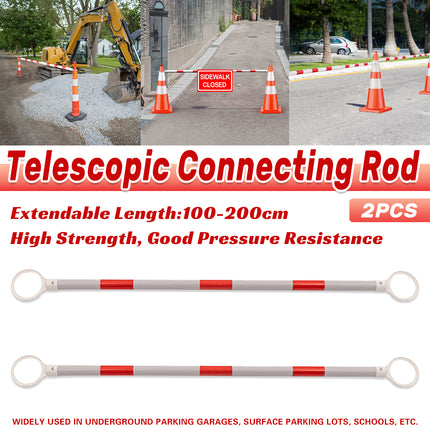 2PCS 1 to 2M Telescopic Cone Connecting Rod Extendable Barrier Link Bar