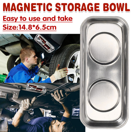 Stainless Steel Strong Grip Bowl Tool Tray Set for Garage and Workshop Storage
