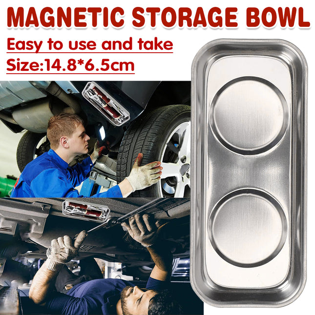 Stainless Steel Strong Grip Bowl Tool Tray Set for Garage and Workshop Storage
