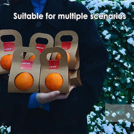 50PCS Kraft Paper Packaging Box Fruit Gift Bag Single Double Handle for Party