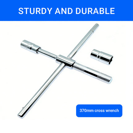 Extended Cross Wrench Tire Screwdriver Heavy Duty Automotive Lug Nut Removal