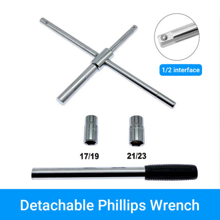 Extended Cross Wrench Tire Screwdriver Heavy Duty Automotive Lug Nut Removal