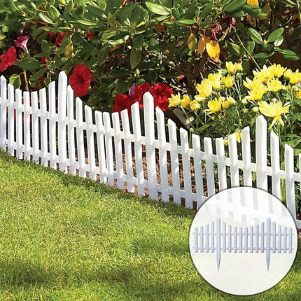 12pcs White Plastic Garden Fence Decorative Outdoor Landscaping Edging Barrier