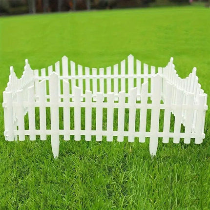 12pcs White Plastic Garden Fence Decorative Outdoor Landscaping Edging Barrier