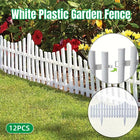 12pcs White Plastic Garden Fence Decorative Outdoor Landscaping Edging Barrier