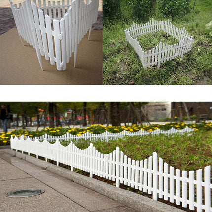 12pcs White Plastic Garden Fence Decorative Outdoor Landscaping Edging Barrier