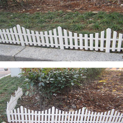 12pcs White Plastic Garden Fence Decorative Outdoor Landscaping Edging Barrier