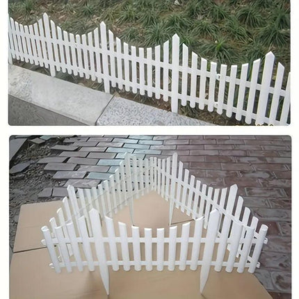 12pcs White Plastic Garden Fence Decorative Outdoor Landscaping Edging Barrier