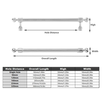 Silver Closet Handle Modern Round Ball Long Pull for Drawer Cabinet Door Use