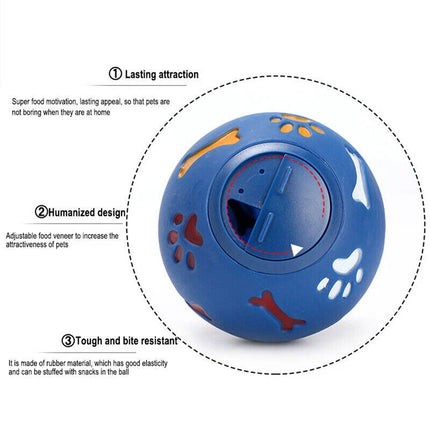 7.5cm Dog Pet Fun Tough-Treat Ball Tumbler Mental Food Dispenser Feeder Puzzle Toy