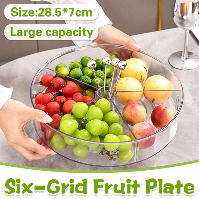 Six Point Fruit Snack Tray With Lid Dried Fruit Nut Candy Box Dustproof Storage