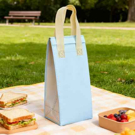 50PCS Blue Takeaway Packaging Bags with Handles and Self-Adhesive Seal