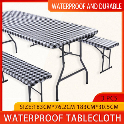 Durable Waterproof 3pcs Outdoor Patio Picnic Tablecloth Cover Set for BBQs