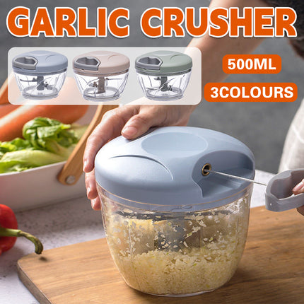 500ml Manual Meat Mincer Garlic Chopper Rotate Garlic Press Crusher Vegetable