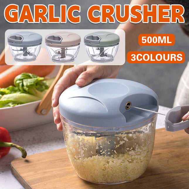 500ml Manual Meat Mincer Garlic Chopper Rotate Garlic Press Crusher Vegetable