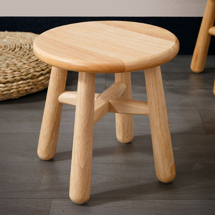Wooden Round Stool Shoe Changing Low Stool Sturdy Compact for Entryway Home Use