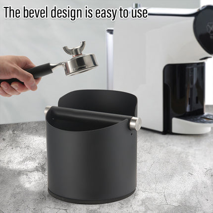 Stainless Steel Coffee Grounds Knock Box Round Tap Bucket for Household Espresso