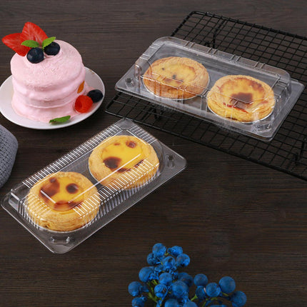 100PCS Transparent Plastic Egg Tart Box Disposable Bakery Packing Container