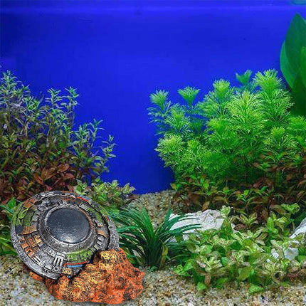 Fish Tank Aquarium Landscaping Creative Ornaments Wreckage Sci-fi UFO Space-time