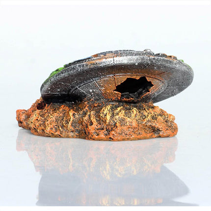 Fish Tank Aquarium Landscaping Creative Ornaments Wreckage Sci-fi UFO Space-time