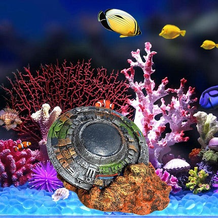 Fish Tank Aquarium Landscaping Creative Ornaments Wreckage Sci-fi UFO Space-time