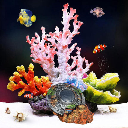 Fish Tank Aquarium Landscaping Creative Ornaments Wreckage Sci-fi UFO Space-time