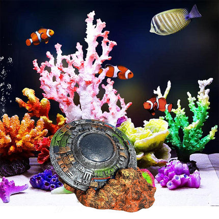 Fish Tank Aquarium Landscaping Creative Ornaments Wreckage Sci-fi UFO Space-time