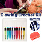 9PCS Glowing Crochet Kit Durable 9 Sizes for DIY Craft Scarf Hat Making Supplies
