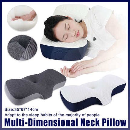 Memory Foam Neck Pillow Ergonomic Slow-Rebound with Tencel Mesh Cover