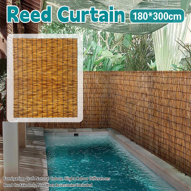 Natural Reed Bamboo Roll Up Blind Sun Shade Curtain Rustic Window Cover ForPatio