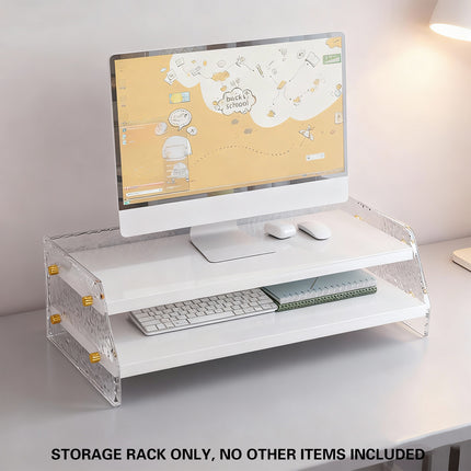 Double Layer Acrylic Desktop Organiser Stable Clear for Desk Monitor Riser Use