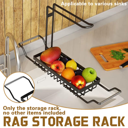 Adjustable Stainless Sink Rack Sponge Holder Dish Cloth Storage Organizer Use